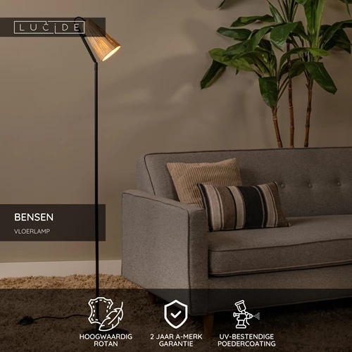 Lucide BENSEN - Vloerlamp - 1xE14 - Naturel - USP